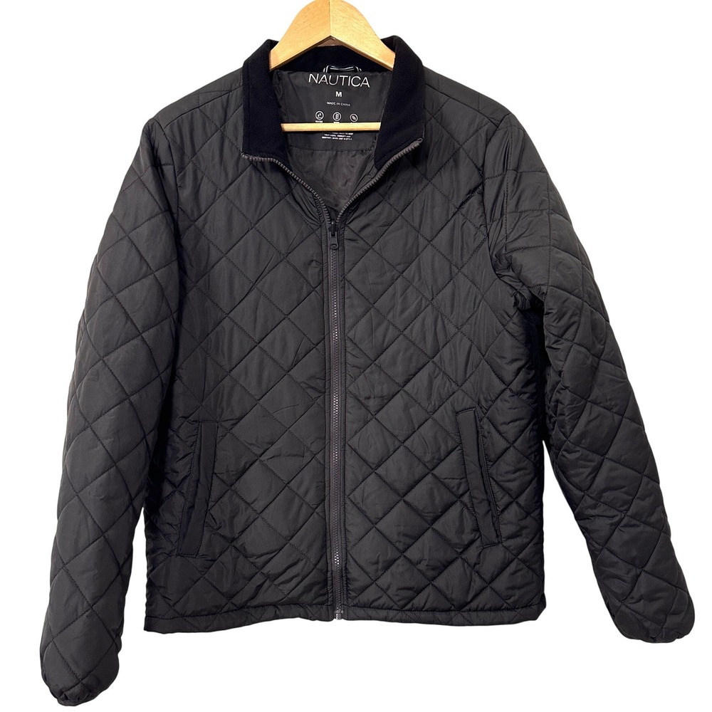 Nautica‎ Quilted Puffer Jacket Black Water Resistant Full Zip Gorpcore Women's M